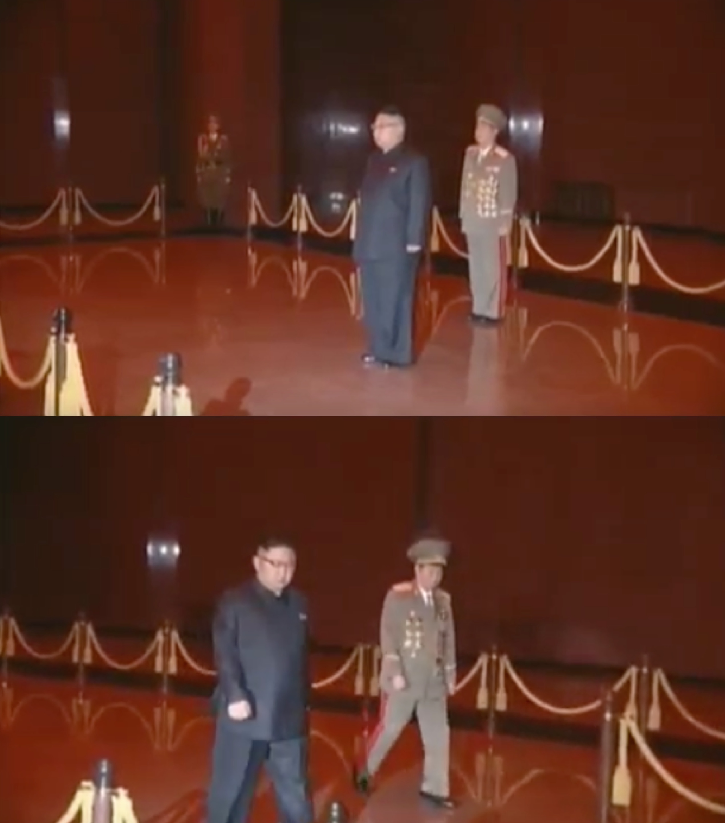 Kim Jong Un in the chamber containing the preserved remains of his father on February 16, 2017 (Photo: Korean Central Television).